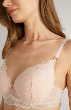Online JOOP! Soft Underwired Lace Bra in Rosé/Ecru rosè/ecru