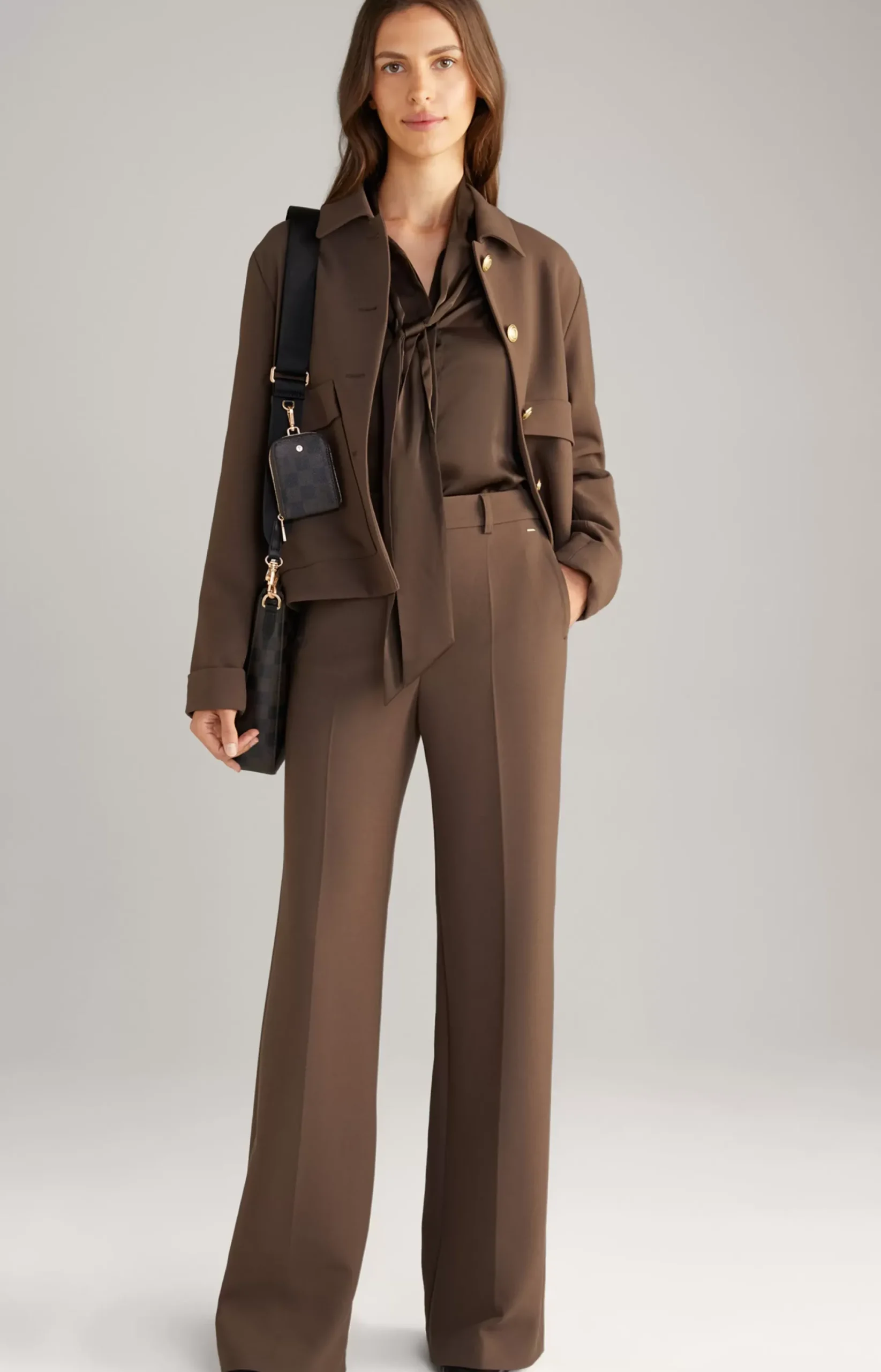 Sale JOOP! Trousers with Pressed Creases in dark brown