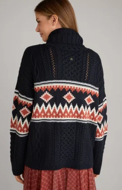 Hot JOOP! Turtleneck Pullover in navy/beige