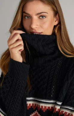 Hot JOOP! Turtleneck Pullover in navy/beige
