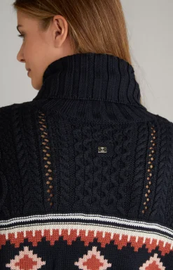 Hot JOOP! Turtleneck Pullover in navy/beige