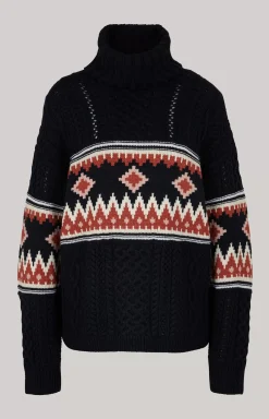 Hot JOOP! Turtleneck Pullover in navy/beige