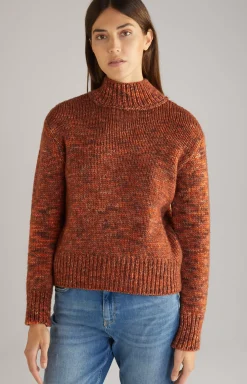 Outlet JOOP! Virgin Wool Knitted Sweater in Orange Marl orange flecked