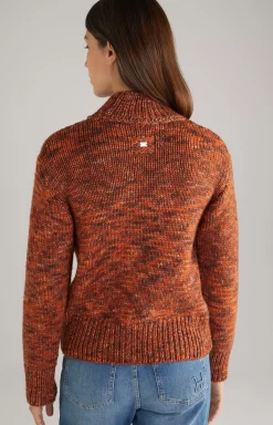 Outlet JOOP! Virgin Wool Knitted Sweater in Orange Marl orange flecked