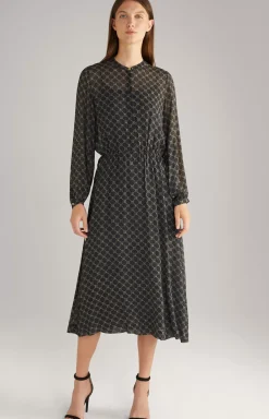 Outlet JOOP! Viscose Maxi Dress in a Black/Grey Pattern black/beige patterned