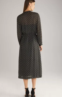 Outlet JOOP! Viscose Maxi Dress in a Black/Grey Pattern black/beige patterned