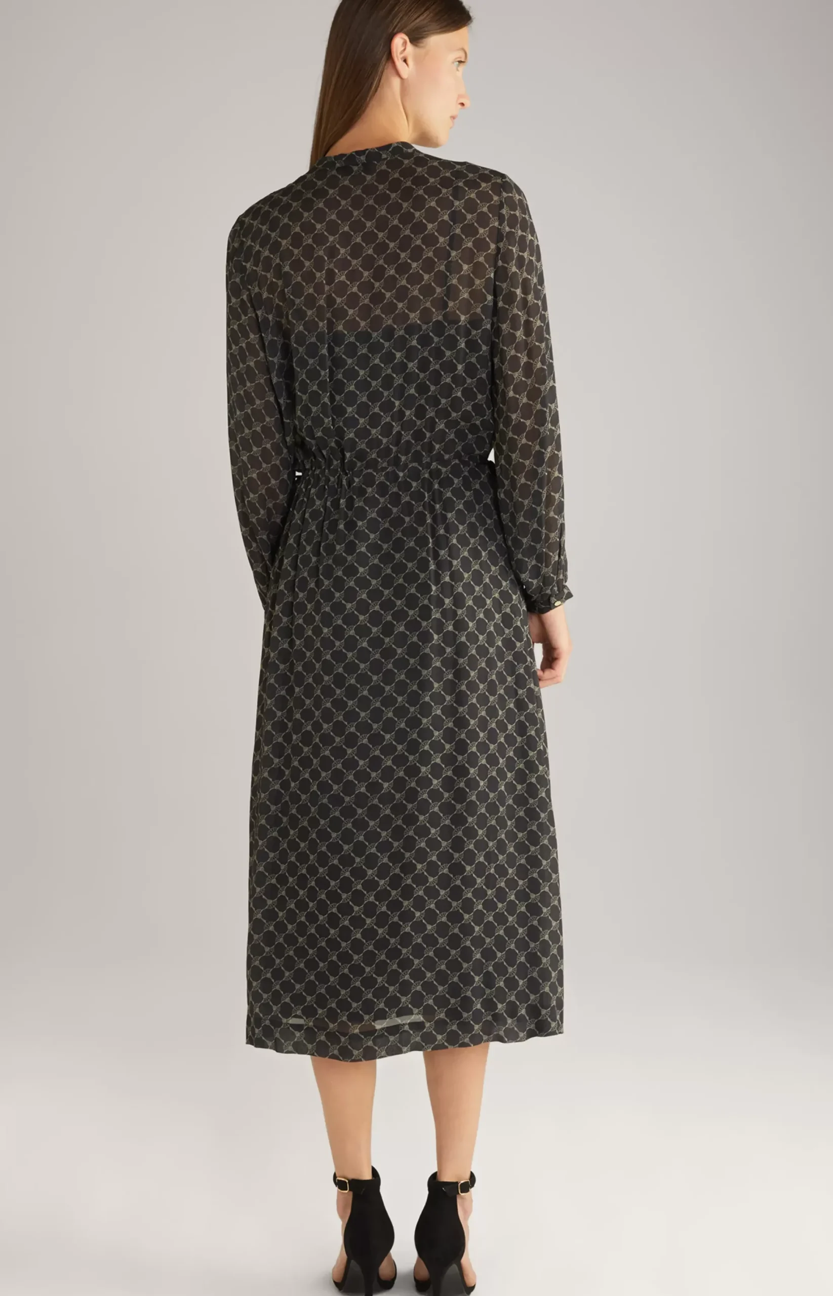 Outlet JOOP! Viscose Maxi Dress in a Black/Grey Pattern black/beige patterned