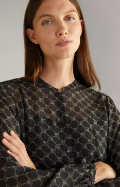 Outlet JOOP! Viscose Maxi Dress in a Black/Grey Pattern black/beige patterned