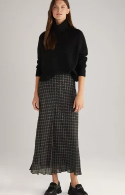 JOOP! Viscose Skirt in a Black/Beige Pattern black/beige patterned