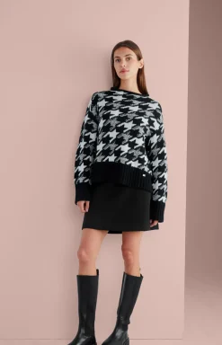 Best JOOP! Wool Blend Knitted Jumper in a Black and White Pattern black/white patterned