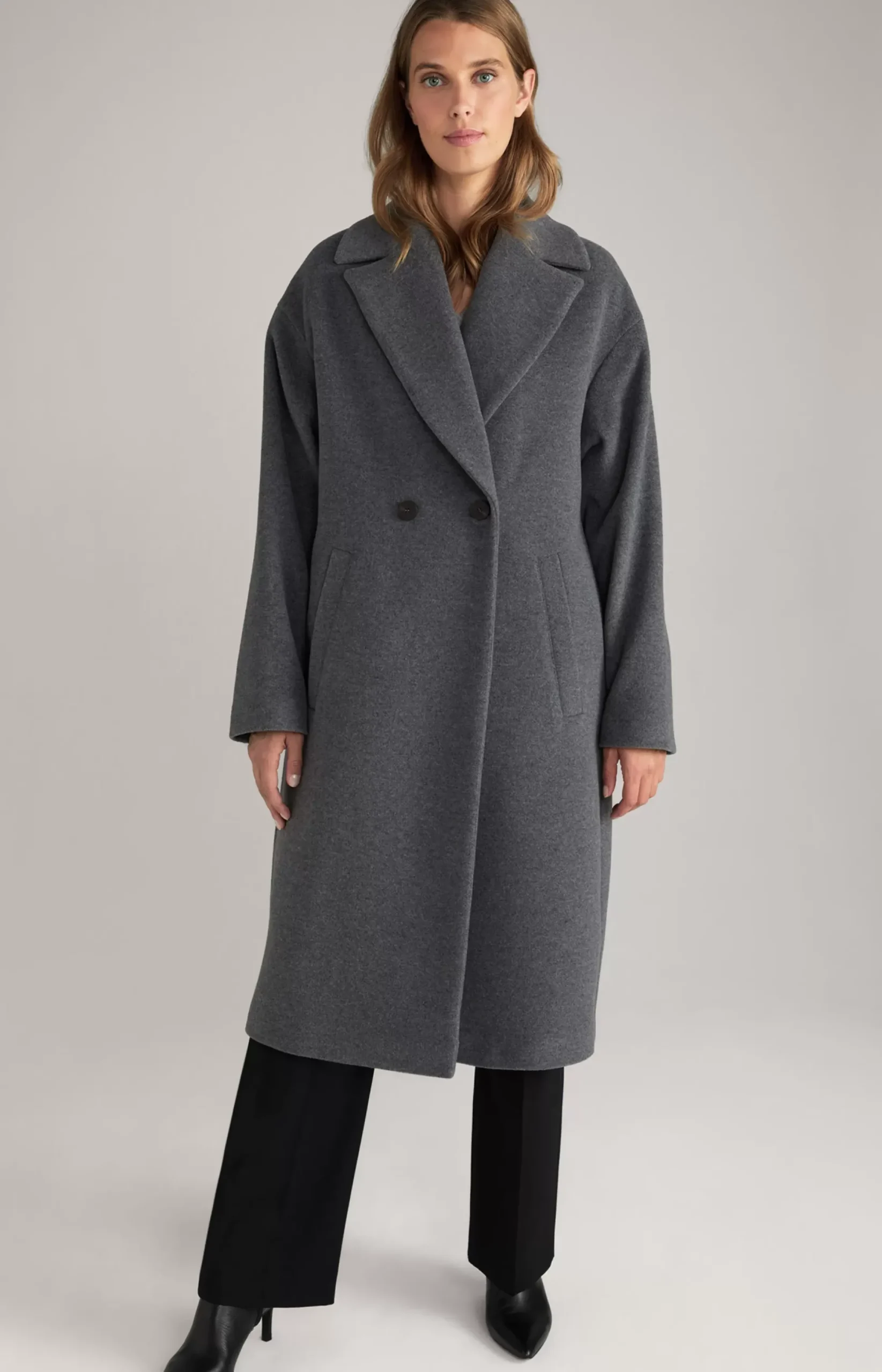New JOOP! Wool Mix Coat in Grey Melange dark grey melange